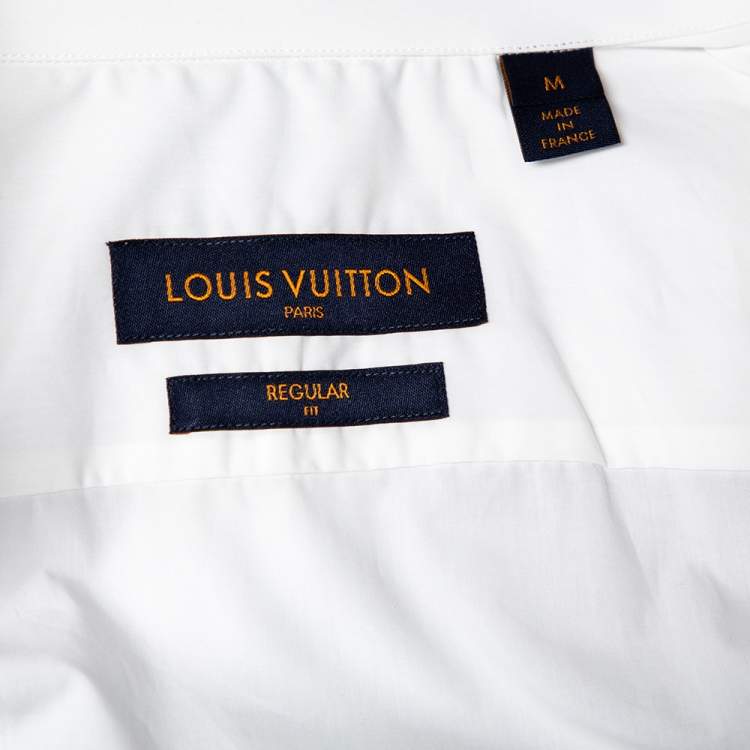 Pre Owned Louis Vuitton White Cotton Spaceman Regular Fit Short Sleeve Shirt M