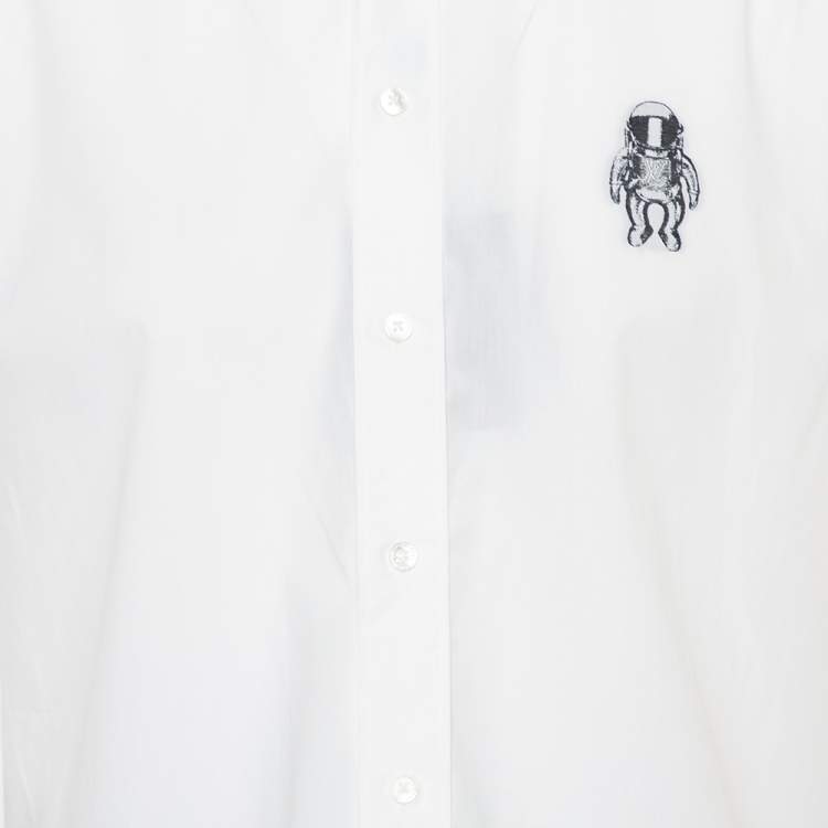 Pre Owned Louis Vuitton White Cotton Spaceman Regular Fit Short Sleeve Shirt M