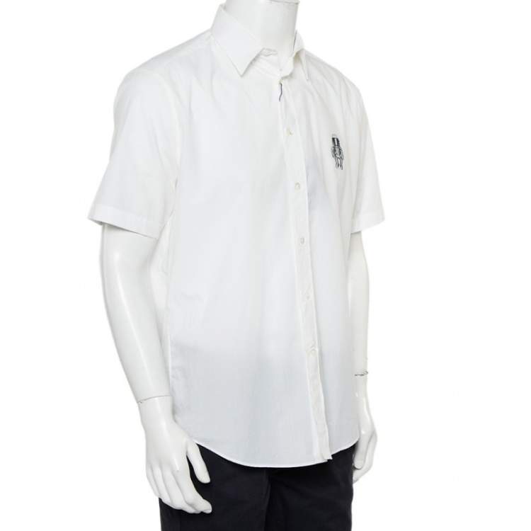 Louis Vuitton Men's White Cotton Spaceman Regular Fit Short Sleeve