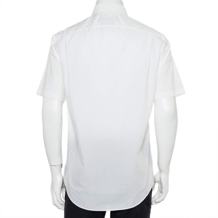 Pre Owned Louis Vuitton White Cotton Spaceman Regular Fit Short Sleeve Shirt M