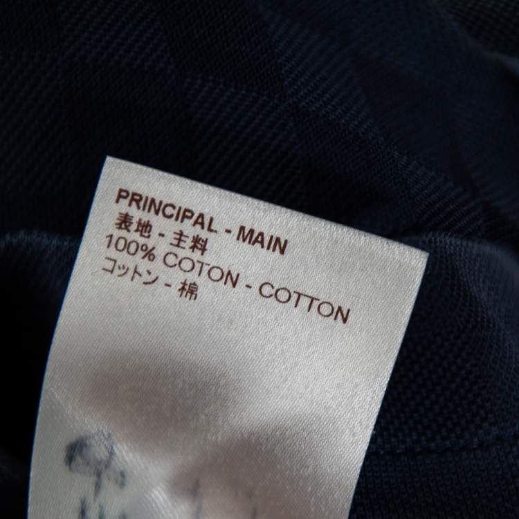 Pre Owned Louis Vuitton Navy Blue Cotton Knit Polo T-Shirt M
