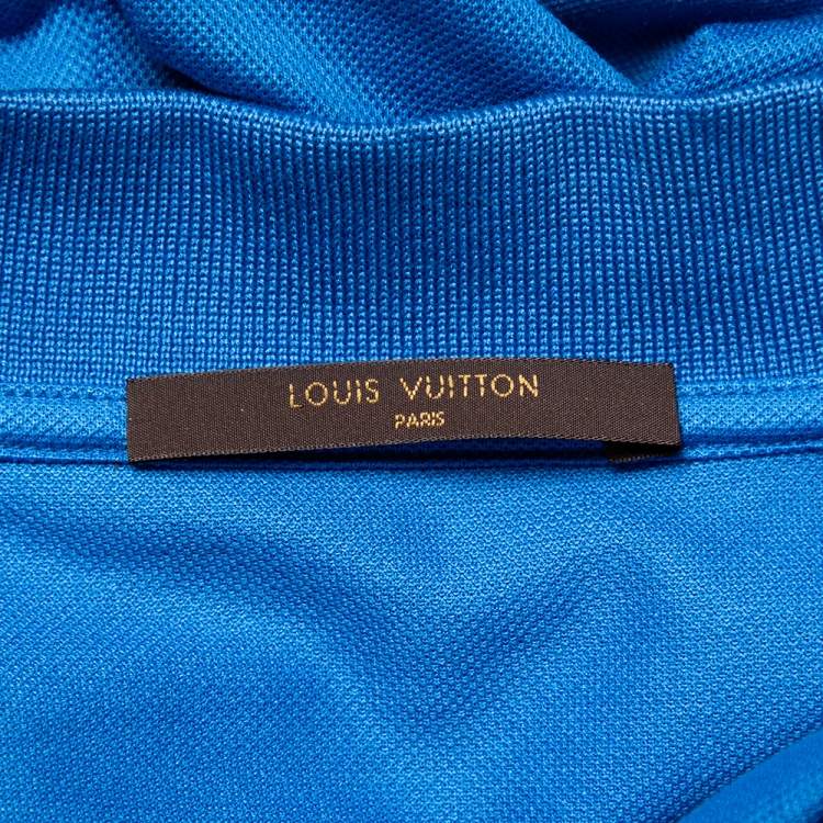 Pre Owned  Louis Vuitton Blue Logo Embroidered Cotton Pique Polo T-Shirt XXL