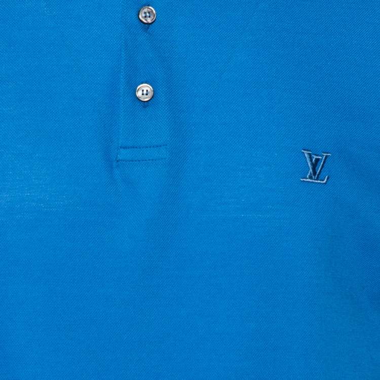 Pre Owned  Louis Vuitton Blue Logo Embroidered Cotton Pique Polo T-Shirt XXL