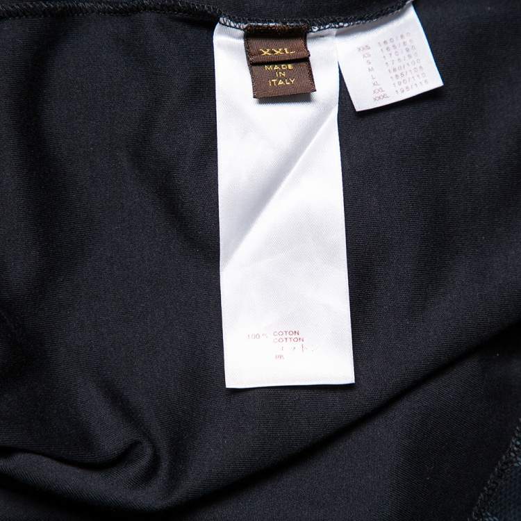 Pre Owned Louis Vuitton Black Cotton Damier Patch Pocket Detail High Low Hem T-Shirt XXL
