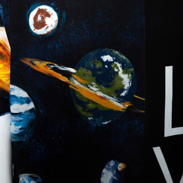 Pre Owned Louis Vuitton Black Split Hawaiian Galaxy Print Cotton Crew Neck T-Shirt M