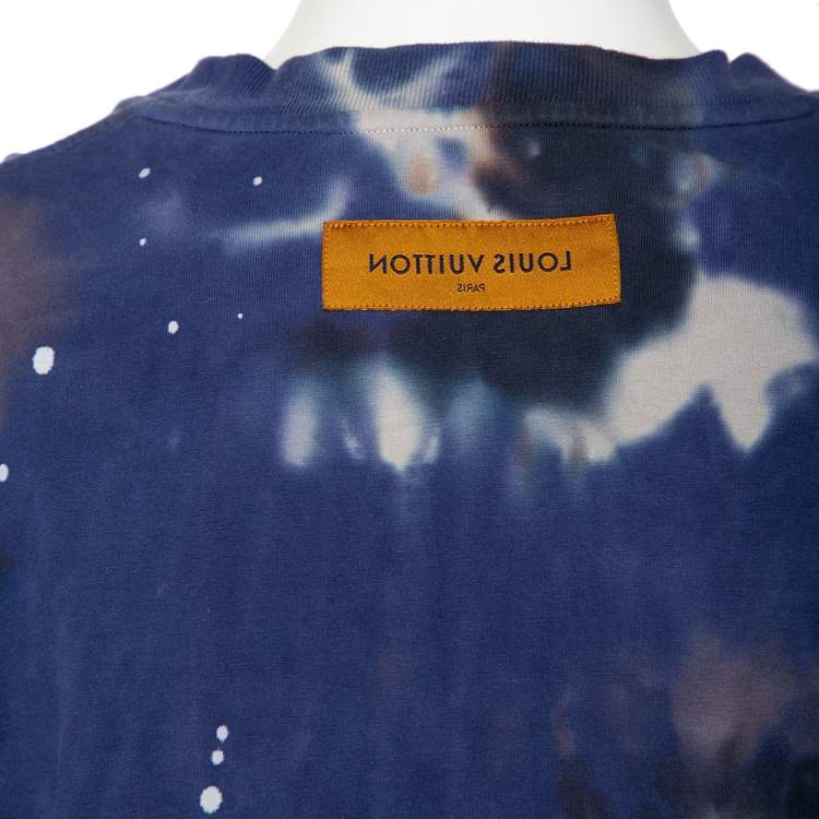 مملوكة مسبقًا Louis Vuitton Blue Tie Dye Cotton Abloh Camouflage T-Shirt XXL