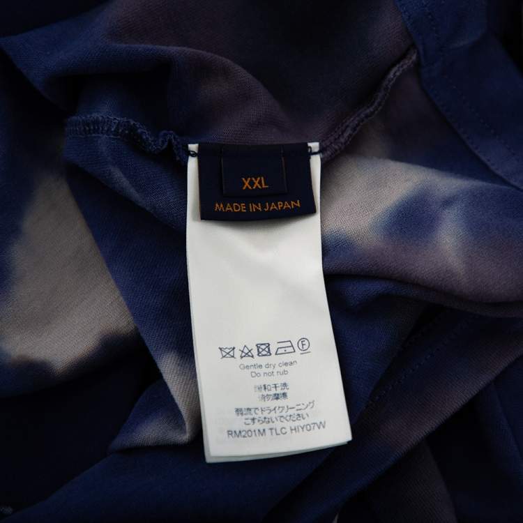 مملوكة مسبقًا Louis Vuitton Blue Tie Dye Cotton Abloh Camouflage T-Shirt XXL