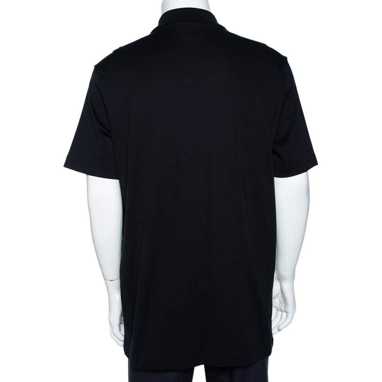 Pre Owned Louis Vuitton Black Cotton Damier Pocket Printed Polo T-Shirt XXL