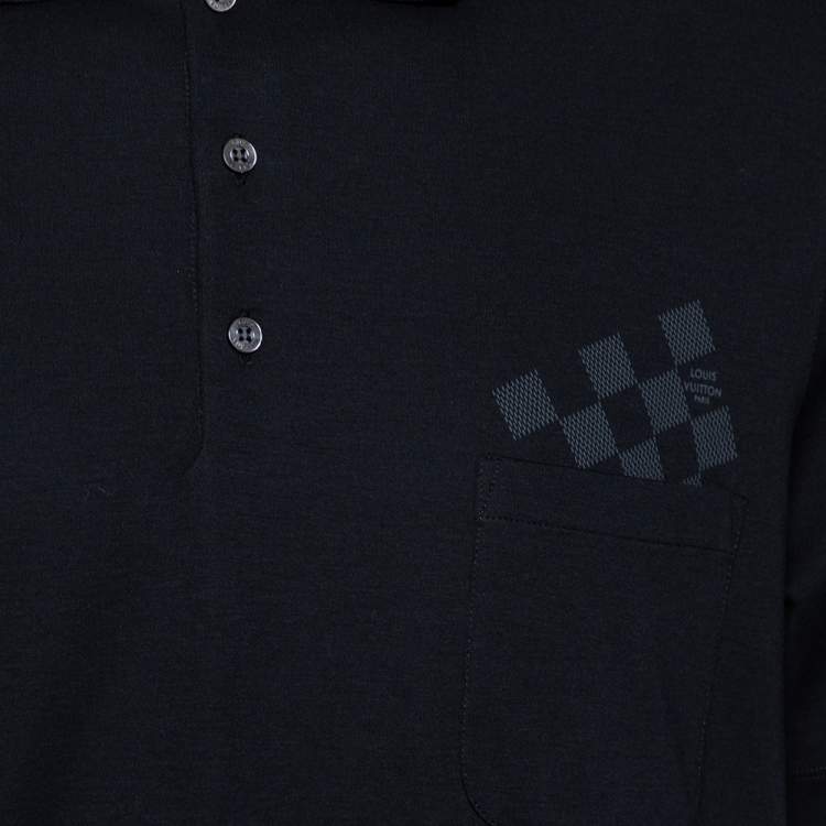 Pre Owned Louis Vuitton Black Cotton Damier Pocket Printed Polo T-Shirt XXL
