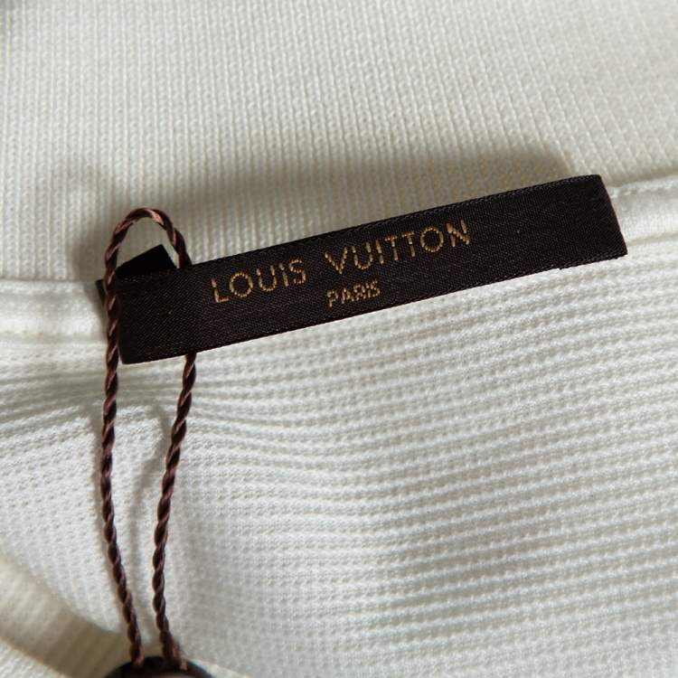 مملوكة مسبقًا Louis Vuitton Off-White Cotton Striped Detail Polo T-Shirt XL