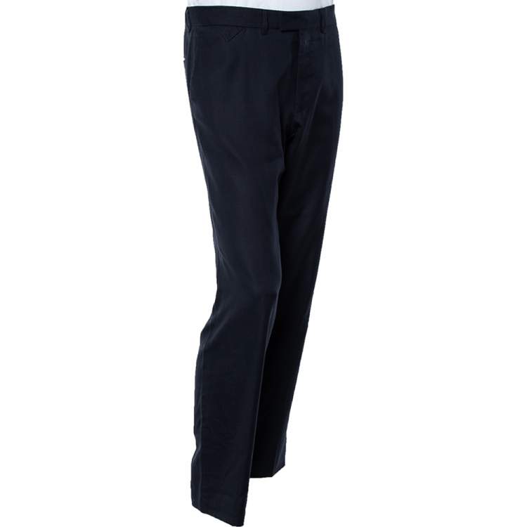 Pre Owned Louis Vuitton Navy Blue Cashmere & Silk Trousers L