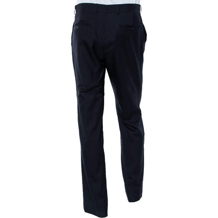 Pre Owned Louis Vuitton Navy Blue Cashmere & Silk Trousers L