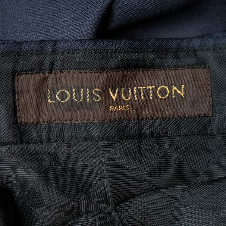 Pre Owned Louis Vuitton Navy Blue Cashmere & Silk Trousers L