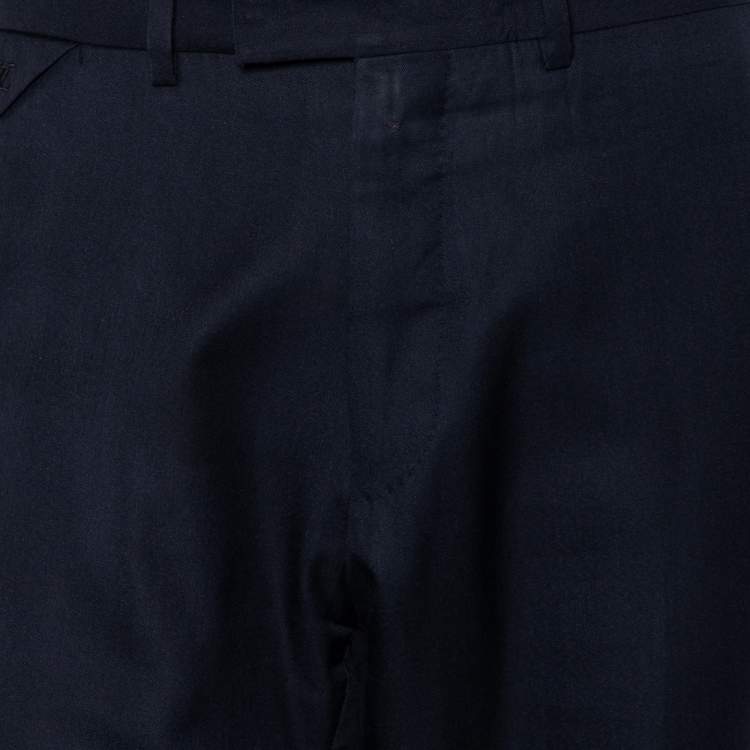 Pre Owned Louis Vuitton Navy Blue Cashmere & Silk Trousers L