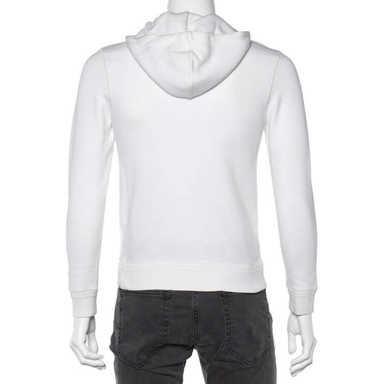 Pre Owned Louis Vuitton White Cotton Knit Zip up Hood Jacket XS