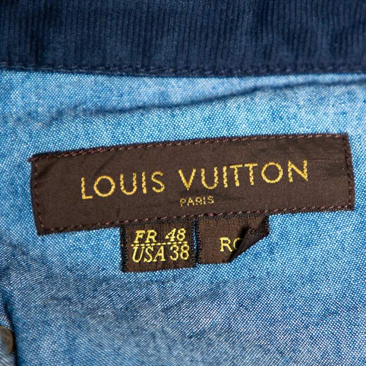 مملوكة مسبقًا Louis Vuitton Indigo Denim Leather Tab Detail Regular Jeans XXL