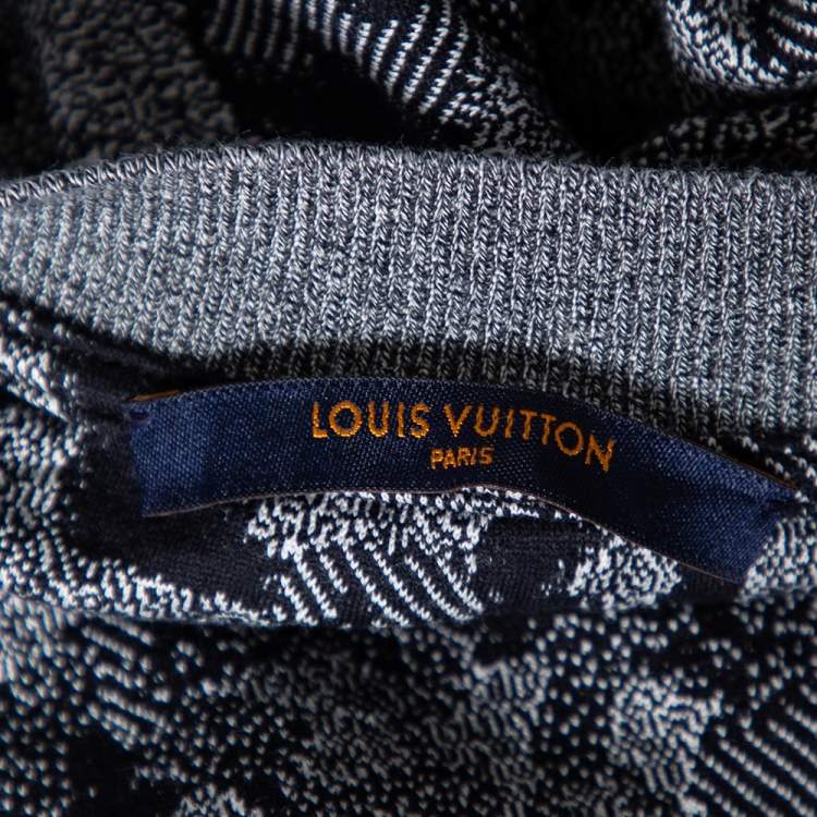مملوكة مسبقًا Louis Vuitton Navy Blue Camo Cotton Jacquard Crewneck T-Shirt XL