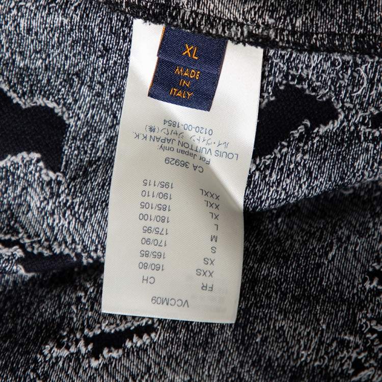 مملوكة مسبقًا Louis Vuitton Navy Blue Camo Cotton Jacquard Crewneck T-Shirt XL