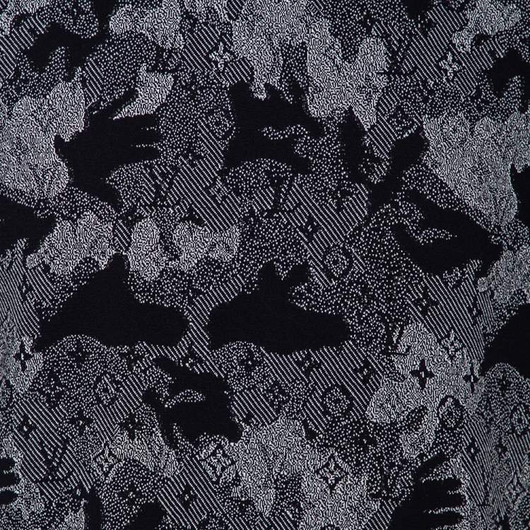 مملوكة مسبقًا Louis Vuitton Navy Blue Camo Cotton Jacquard Crewneck T-Shirt XL