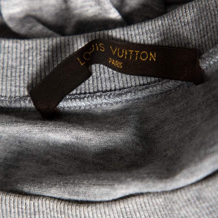 Pre Owned Louis Vuitton Grey Cotton Contrast Rib Detailed Crew Neck T-Shirt XXL