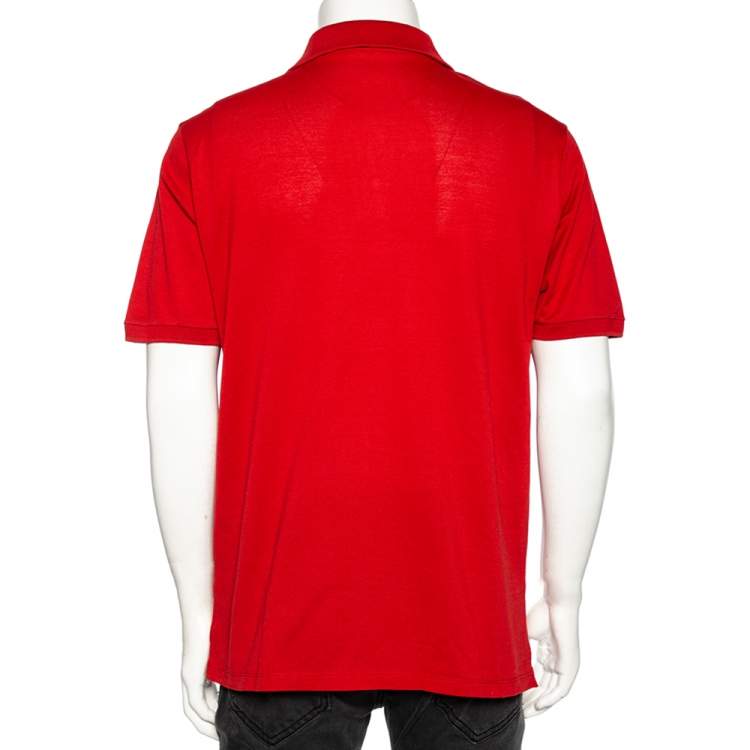 Pre Owned Louis Vuitton Red Cotton Pique Polo T-Shirt XL 