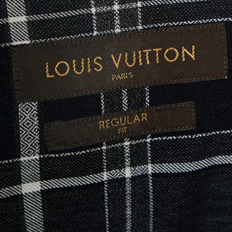 Pre Owned Louis Vuitton Black Cotton & Checkered Paneled Button Front Shirt S
