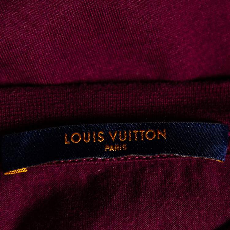 مملوكة مسبقًا Louis Vuitton Burgundy Cotton Logo Embroidered Short Sleeve T-Shirt XXL