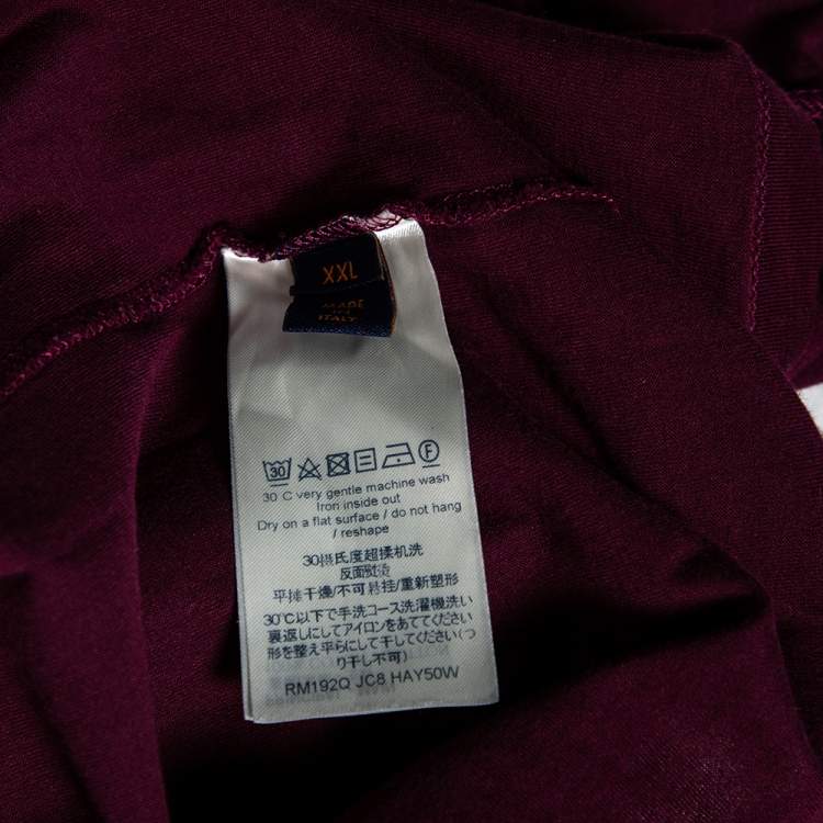 مملوكة مسبقًا Louis Vuitton Burgundy Cotton Logo Embroidered Short Sleeve T-Shirt XXL