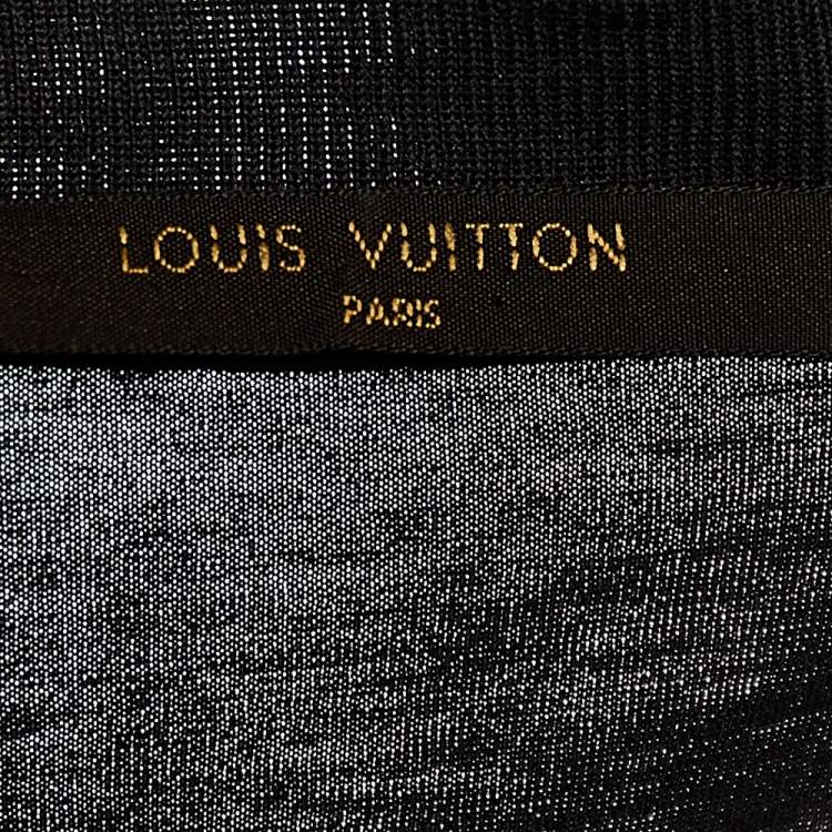 Pre Owned Louis Vuitton Dark Green Cototn Champs Elysees Patch Detail Roundneck T-Shirt M