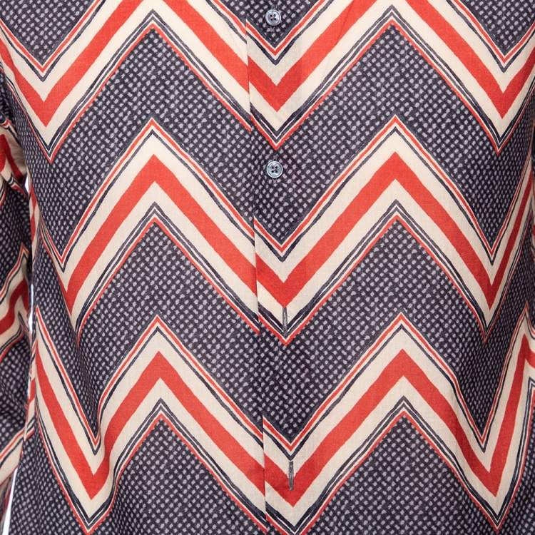 Pre Owned Louis Vuitton Multicolor Zig Zag Printed Cotton Button Front Shirt M