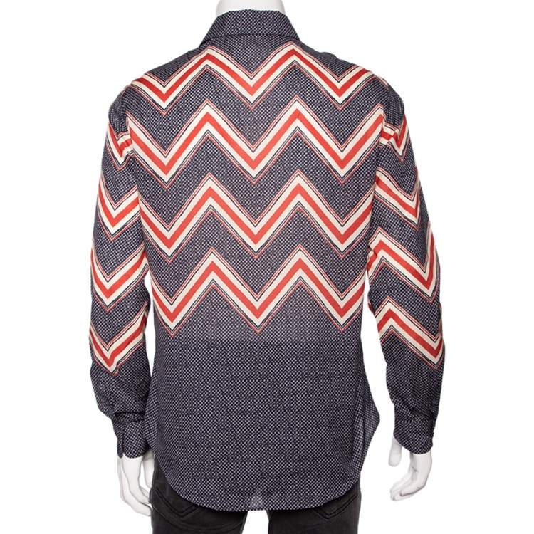 Pre Owned Louis Vuitton Multicolor Zig Zag Printed Cotton Button Front Shirt M