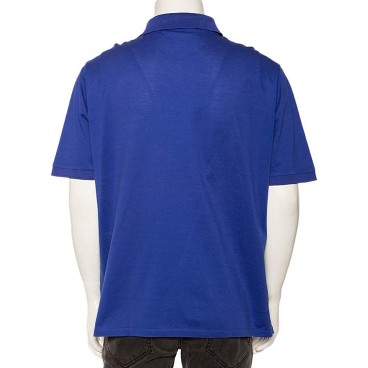 Pre Owned Louis Vuitton Blue Cotton Pique Polo T-Shirt 4XL