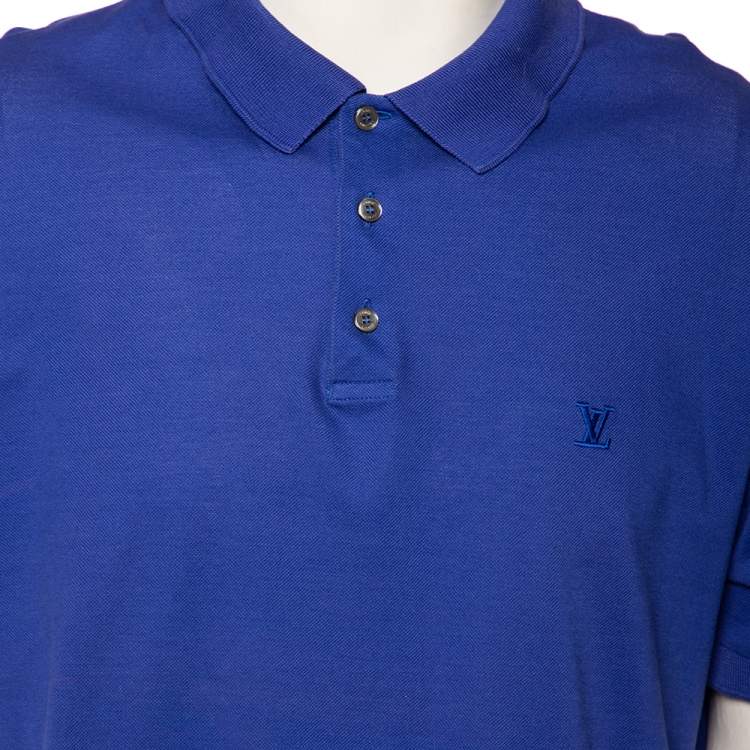 Pre Owned Louis Vuitton Blue Cotton Pique Polo T-Shirt 4XL