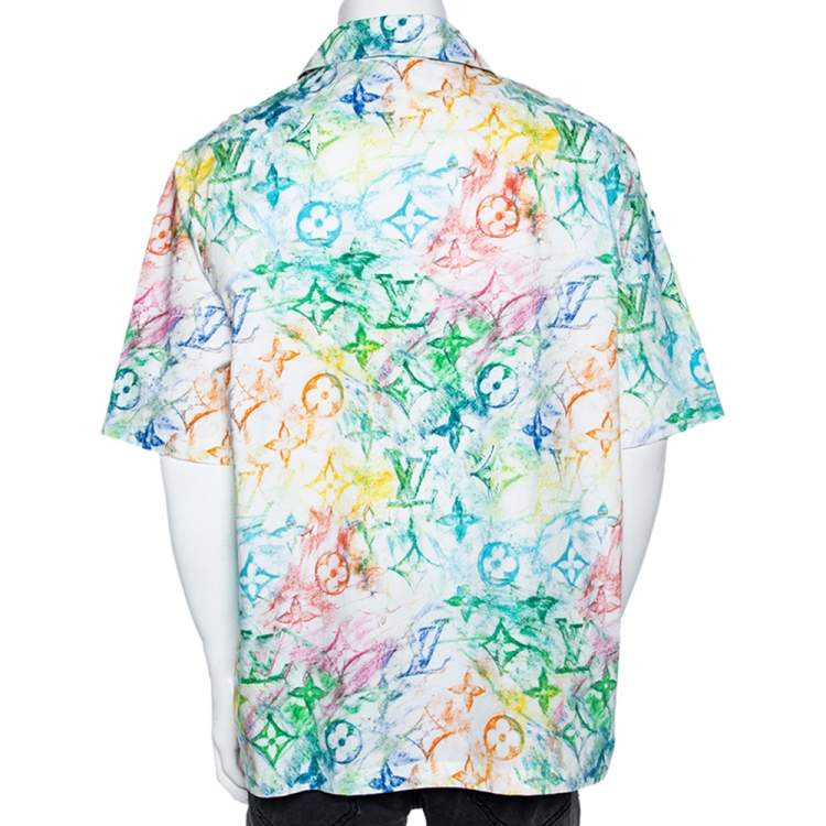 مملوكة مسبقًا Louis Vuitton Multicolored Crayon Logo Monogram Cotton Bowling Shirt XXL