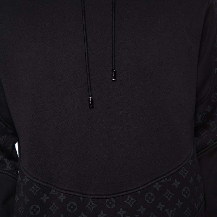Pre Owned Louis Vuitton Black Cotton Circle Cut Pull-Over Hoodie L
