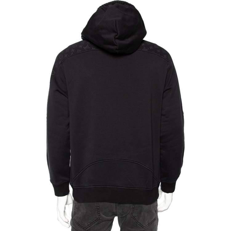 Pre Owned Louis Vuitton Black Cotton Circle Cut Pull-Over Hoodie L