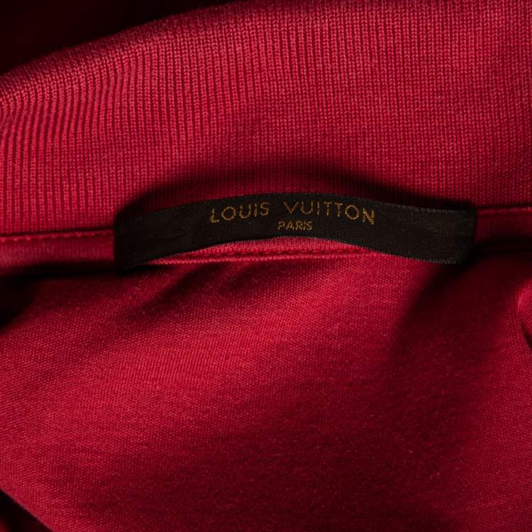 Pre Owned Louis Vuitton Red Cotton Damier Pocket Detail Polo T-Shirt S