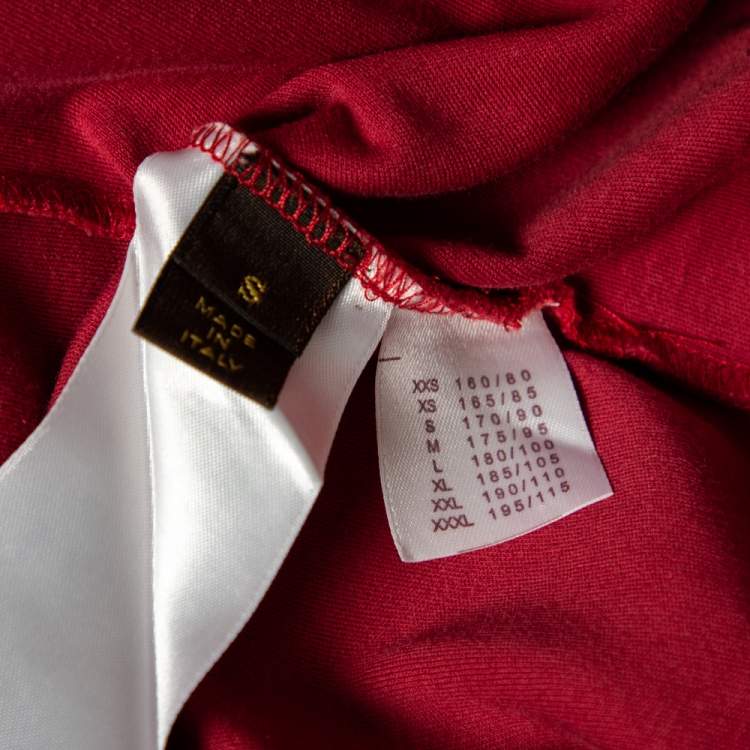 Pre Owned Louis Vuitton Red Cotton Damier Pocket Detail Polo T-Shirt S