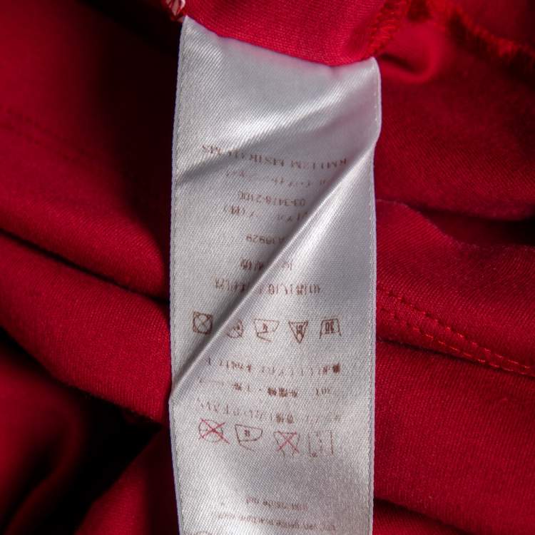 Pre Owned Louis Vuitton Red Cotton Damier Pocket Detail Polo T-Shirt S