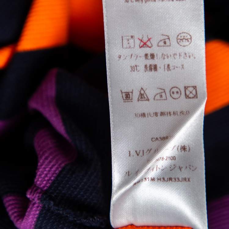 مملوكة مسبقًا Louis Vuitton Navy Blue Cotton Striped Detail Polo T-Shirt S