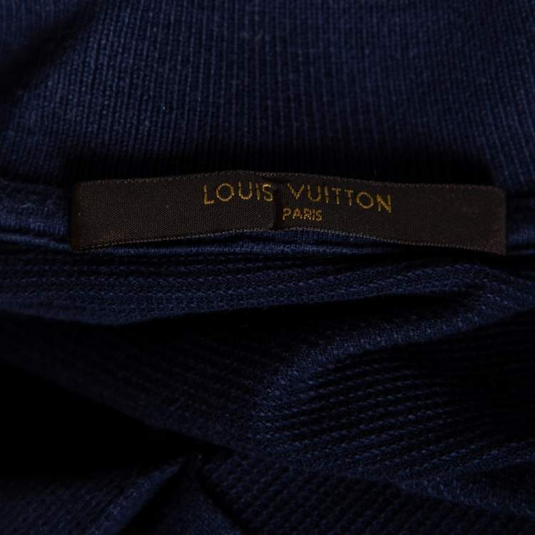 مملوكة مسبقًا Louis Vuitton Navy Blue Cotton Striped Detail Polo T-Shirt S