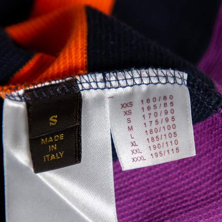 مملوكة مسبقًا Louis Vuitton Navy Blue Cotton Striped Detail Polo T-Shirt S