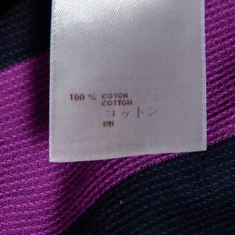 مملوكة مسبقًا Louis Vuitton Navy Blue Cotton Striped Detail Polo T-Shirt S