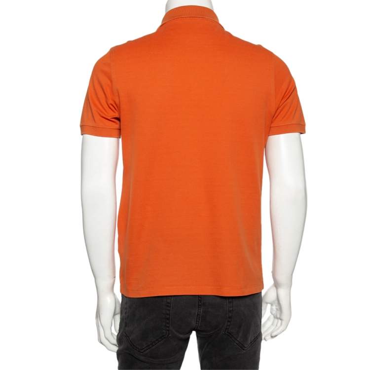 Pre Owned Louis Vuitton Orange Cotton Pique Polo T-Shirt M