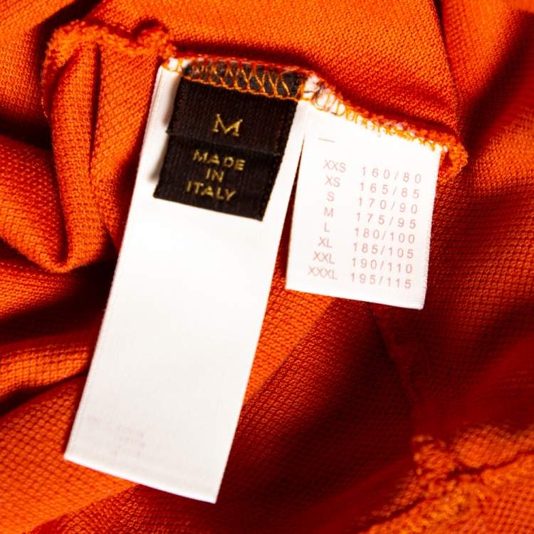 Pre Owned Louis Vuitton Orange Cotton Pique Polo T-Shirt M