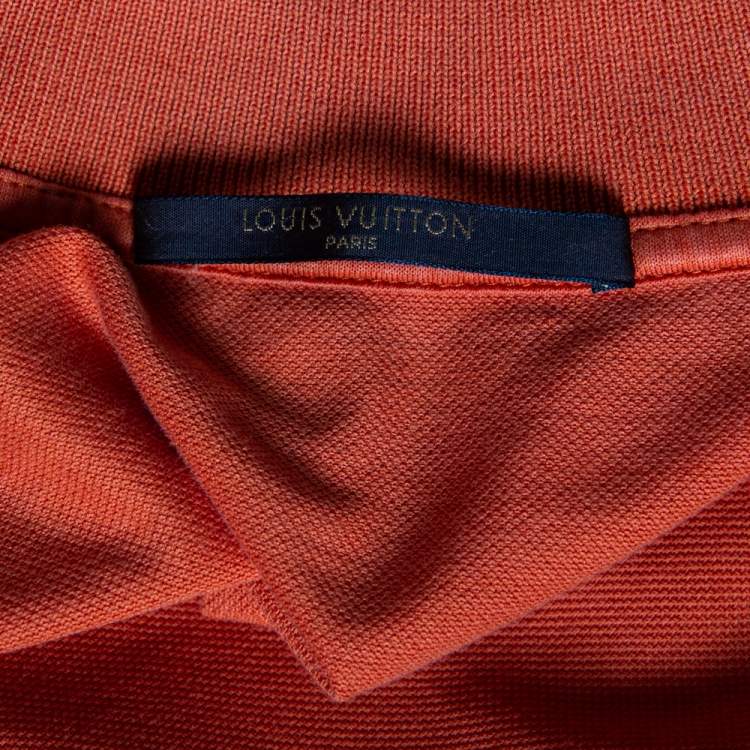 Pre Owned Louis Vuitton Orange Cotton Pique Polo T-Shirt M