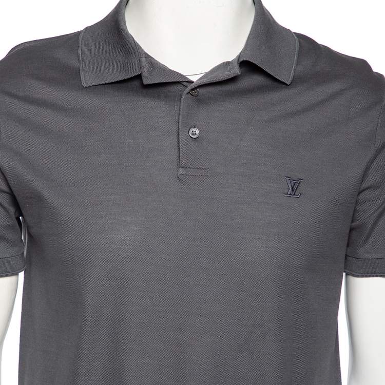 مملوكة مسبقًا Louis Vuitton Grey Cotton Pique Polo T-Shirt S