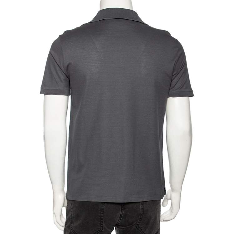 مملوكة مسبقًا Louis Vuitton Grey Cotton Pique Polo T-Shirt S