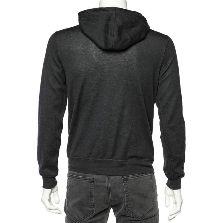 مملوكة مسبقًا Louis Vuitton Dark Grey Cotton Zip Front Hooded Jacket S