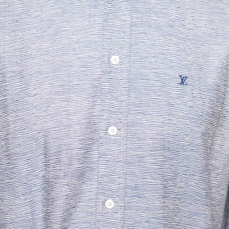 Pre Owned Louis Vuitton Blue Printed Cotton Button Front Shirt M